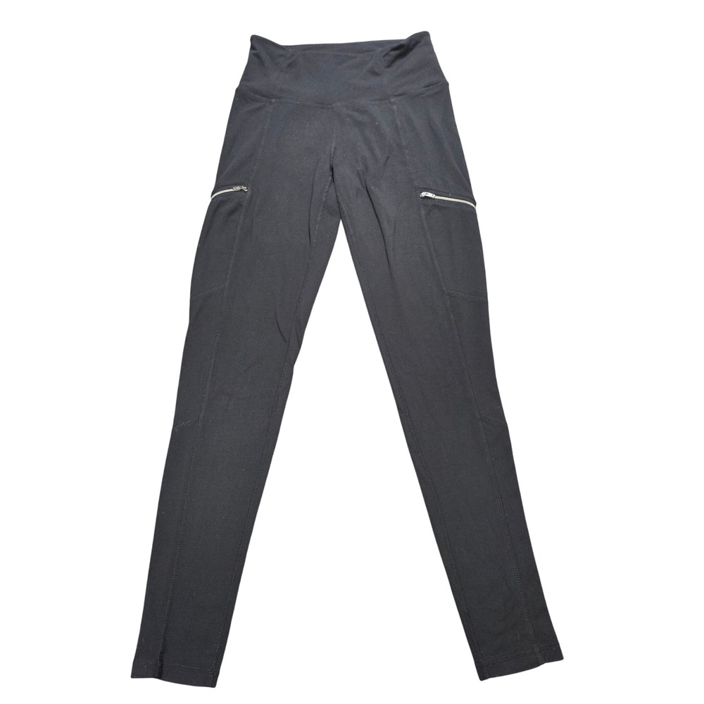 Athleta Cargo Zip Pocket Leggings Women's Size XS Black High Rise Skinny Fit